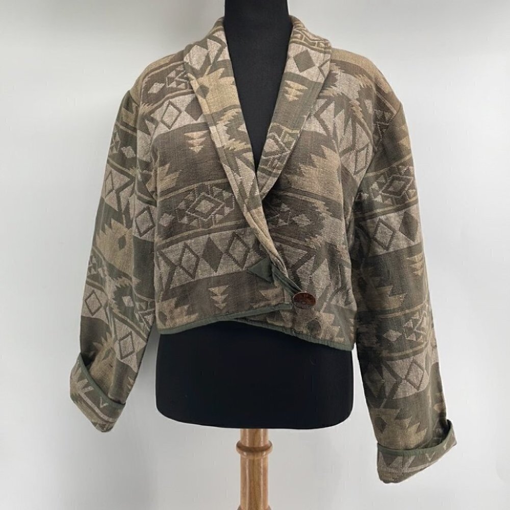 𝅺flashback vintage southwestern jacket bolero neutral button closure sz m